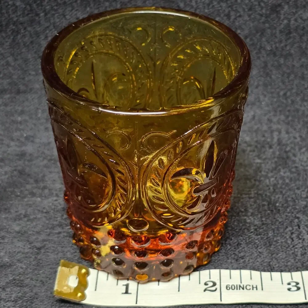 Vintage Fleur-De-Lys Mini Jar Shot Glass Votive Candle Holder Home Decor Display